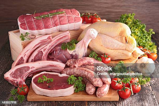 Raw Meats Stock Photo - Download Image Now - Meat, Butcher's Shop, Butcher