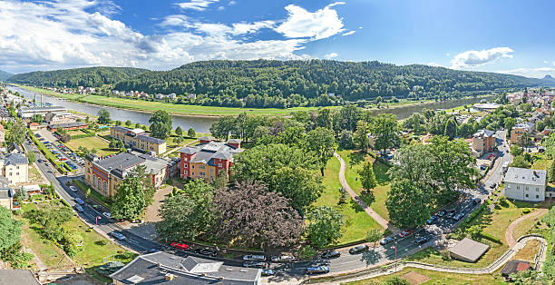 istock Panoramic view of Bad Schandau in Germany. 483031538
