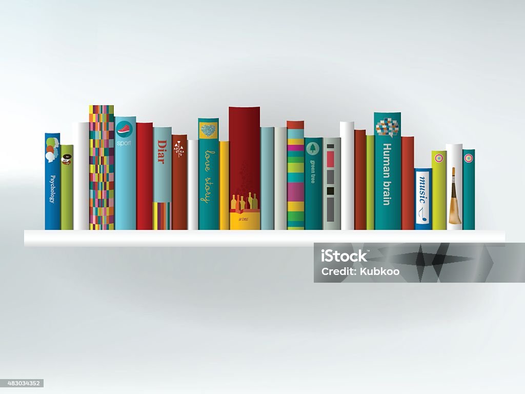 Book Shelf Interior Conceptvector Background Illustration Stock