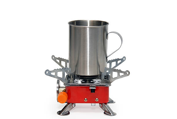 istock Portable gas torch with metal mug. Isolated on a white 483040680