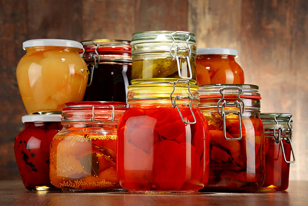istock Jars with pickled vegetables and fruity compotes 483041710