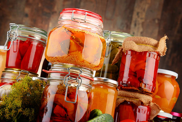 istock Jars with pickled vegetables and fruity compotes 483041712