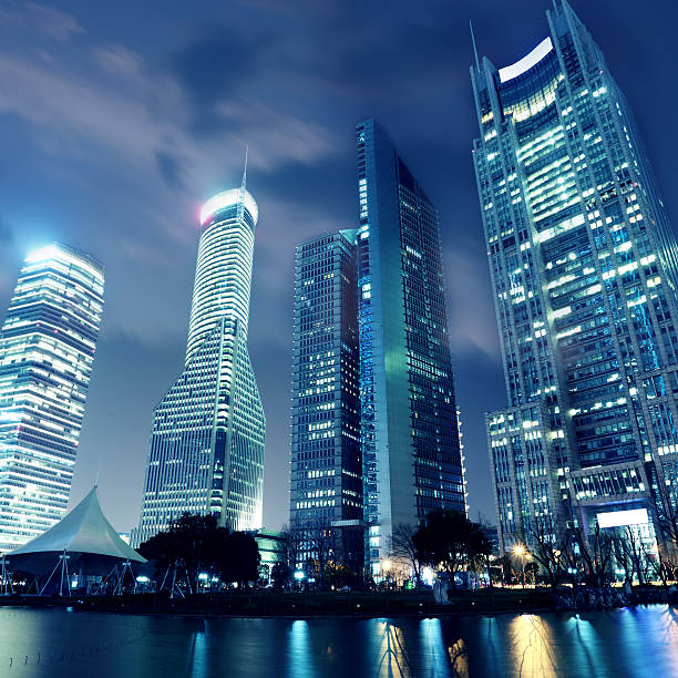 istock Modern city at night,shanghai,China 483045295