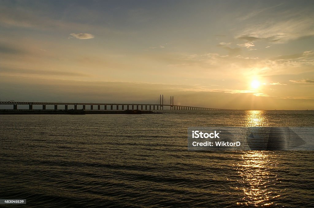 Sunset over the Oresund Bridge Architecture Stock Photo