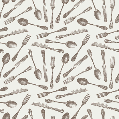 Vector pattern of the different cutlery.