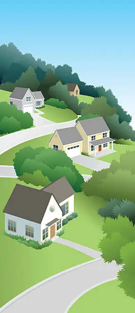 Vector illustration of Hillside Neighborhood