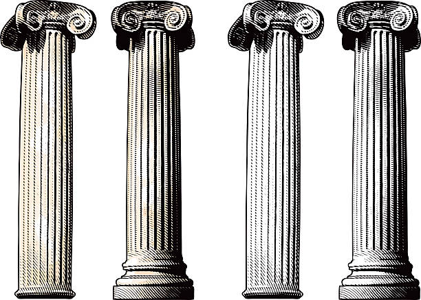 Columns Engraving-style illustration of two classical columns with a very authentic feel. They make great design elements. roman illustrations stock illustrations