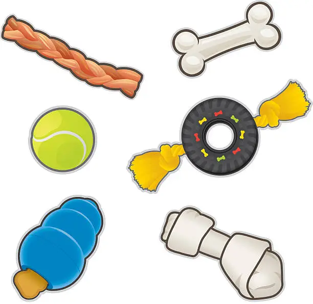 Vector illustration of Dog Toys and Treats