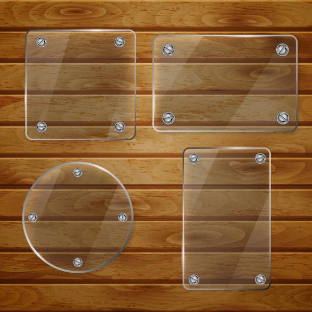 etykiety przezroczyste szkło na drewnianym planks - siding white backgrounds pattern stock illustrations