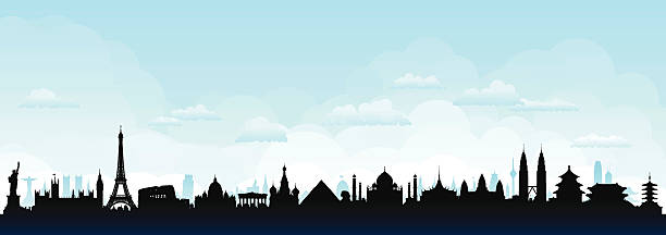 world skyline (gebäude sind, beweglichen und komplett - hong kong skyline panoramic china stock-grafiken, -clipart, -cartoons und -symbole