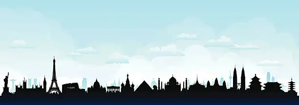 Vector illustration of World Skyline (Buildings Are Detailed, Moveable and Complete)