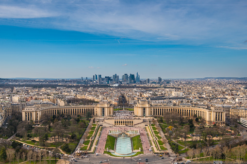 View of the Trocadero, and towards La Défense from the top of the Eiffel Tower