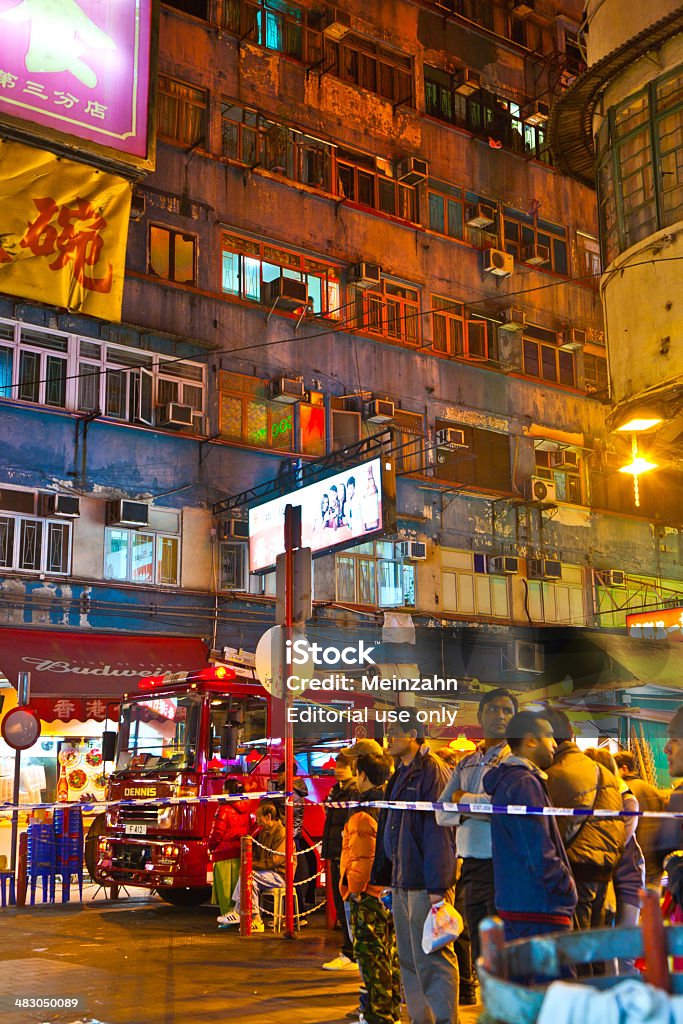 acid attack in Hong Kong Kowloon, Hong Kong - January 9, 2010: Police in Hong Kong saves the area after an acid attack  in Hong Kong, China. Nine tourists and a seven-year-old were injured and among those treated in hospital. Acid Stock Photo