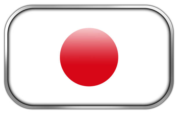 япония флаг глянцевый кнопку прямоугольник - japanese flag flag japan national flag стоковые фото и изображения