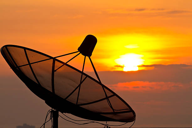 istock Sunrise close to the satellite dish 483050951