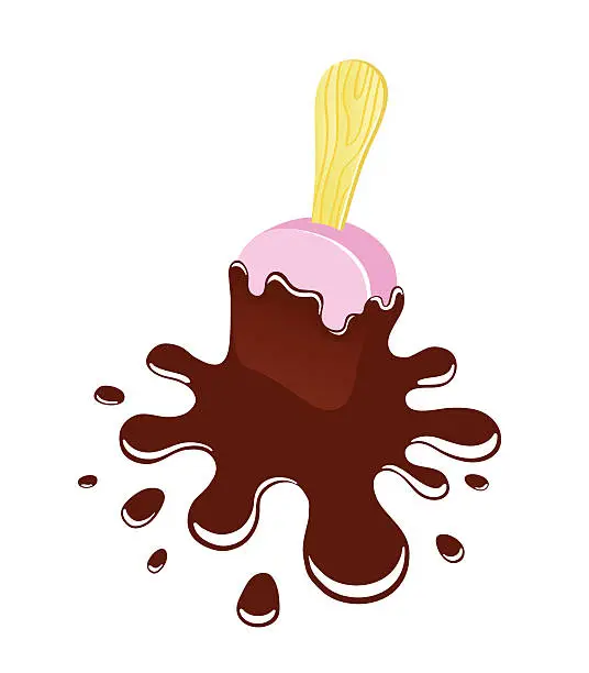 Vector illustration of Falling and melted ice cream