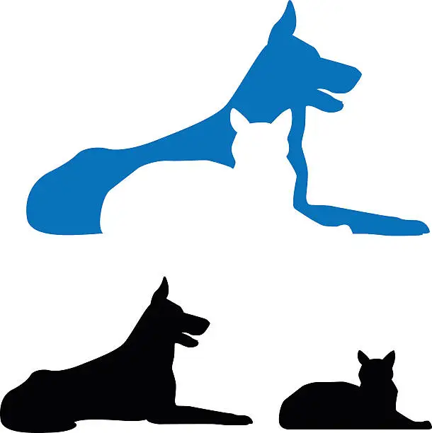 Vector illustration of Dog Cat Lie