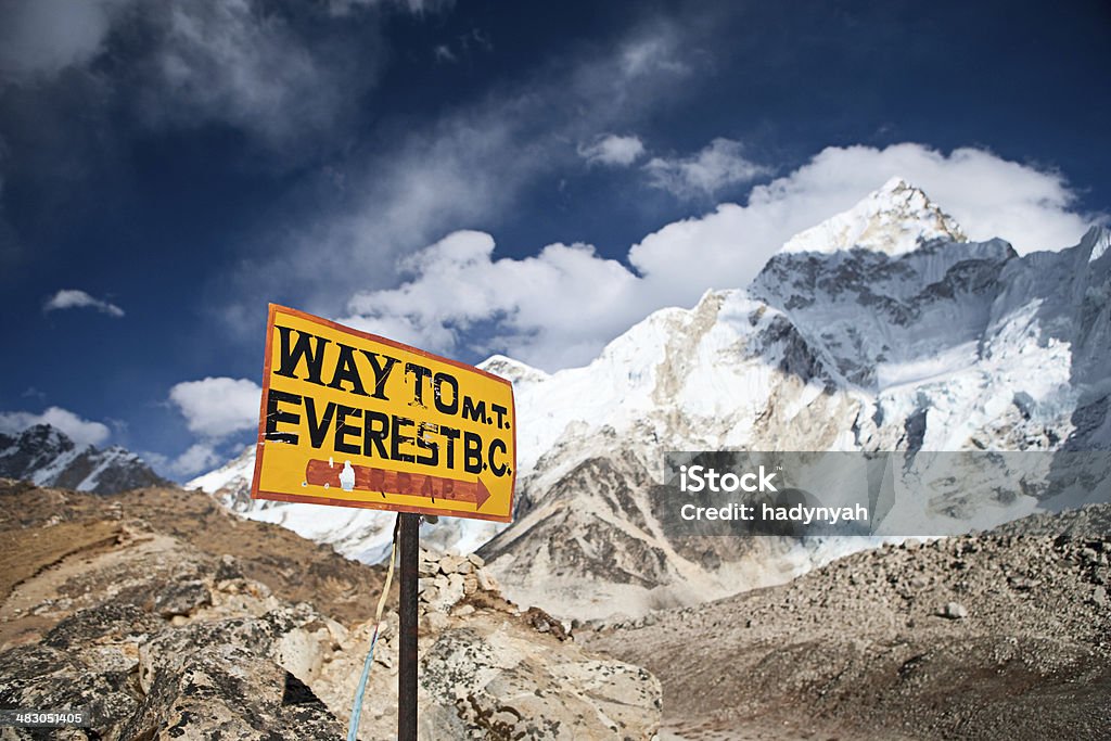 Way to Everest Base Camp Signpost "Way to Mount Everest Base Camp" - Mount Everest (Sagarmatha) National Parkhttp://bem.2be.pl/IS/nepal_380.jpg Mt. Everest Stock Photo