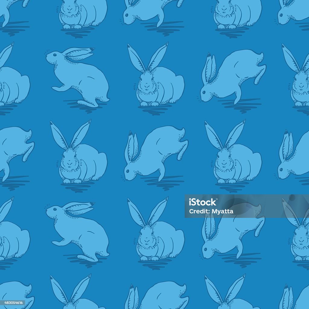 Rabbit Pattern Blue Seamless Pattern With Rabbit On A Blue Background Stock Illustration ...