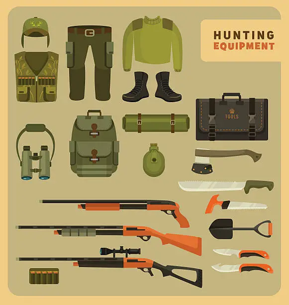 Vector illustration of Hunting equipment