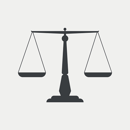 Scales of justice monochrome icon on white background