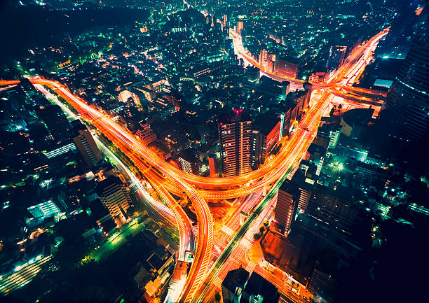istock Aerial view of a massive highway intersection in Tokyo 483056166