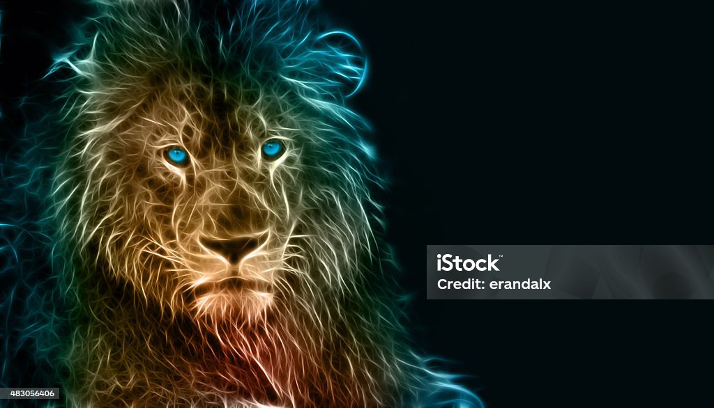 Digital drawing of a lion Digital drawing of a tigerDigital drawing of a lion Abstract Stock Photo