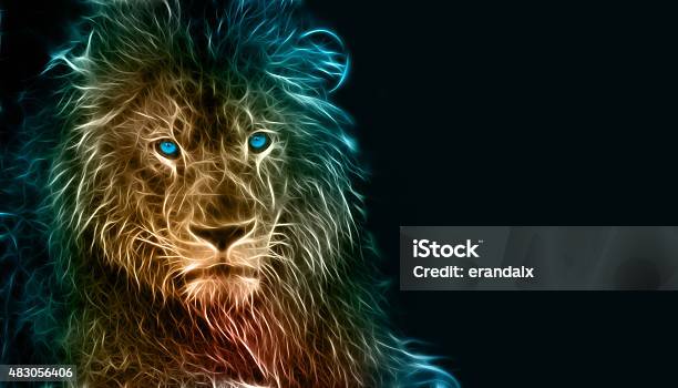 Digital Drawing Of A Lion Stock Photo - Download Image Now - Abstract, Animal, Digitally Generated Image