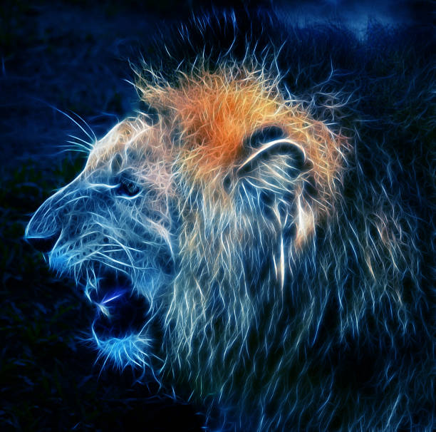 d'un lion dessin numérique - shaggy hair photos et images de collection