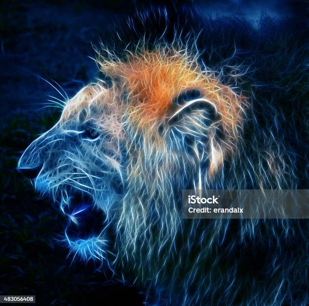 Digital Drawing Of A Lion Stock Photo - Download Image Now - Anger, Animal, Digitally Generated Image