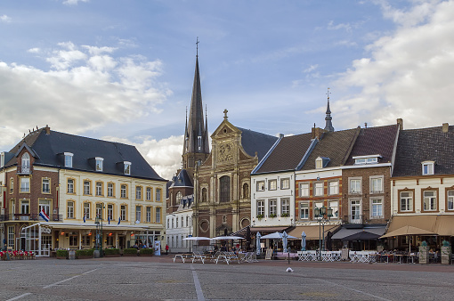 view of Sittard market square with historic houses, Netherlands