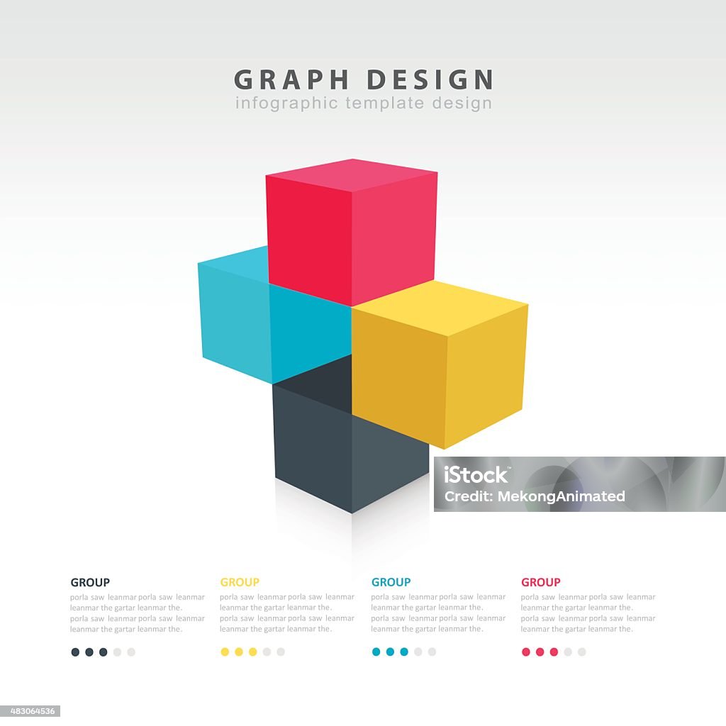 Cubed Graphics 3d Cube Graph And Info Graphic Design Template 4 Color Stock ...