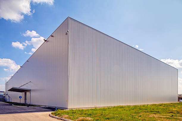 istock Aluminum facade on industrial building 483064640