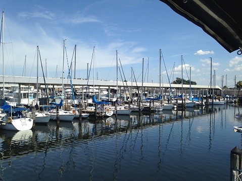 New Orleans, Louisiana - boats on Lake Pontchartrain marina, port, wharf