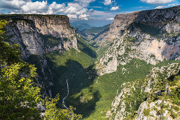 Vikos Gorge, Zagoria, Greece Located in Zagoria, Vikos Gorge is a popular site for hiking. ravine photos stock pictures, royalty-free photos & images