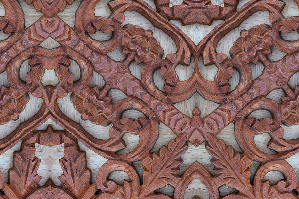 istock Carved wood wall close 483068880