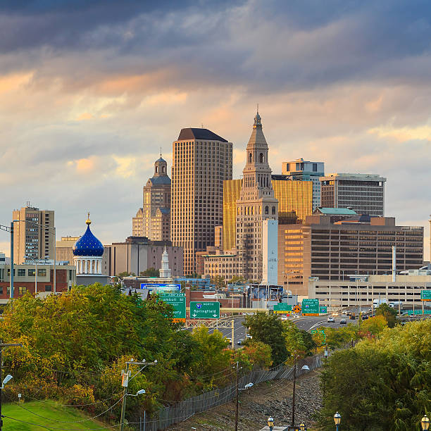 istock Skyline of downtown Hartford, Connecticut from above Charter Oak 483068982