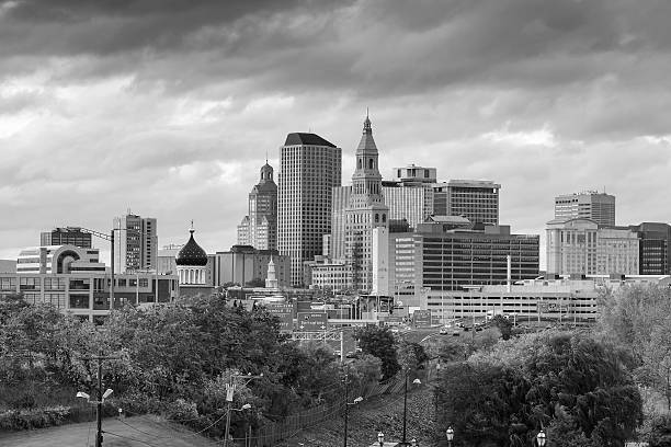 istock Skyline of downtown Hartford, Connecticut from above Charter Oak 483068986