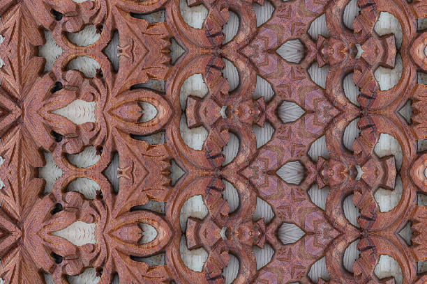 istock Carved wood wall close 483069524