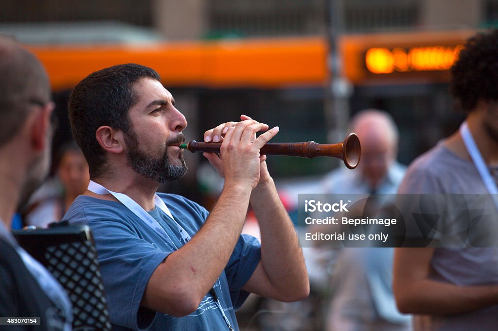 Piper during the street concert Milan, Italy - June 21, 2015: Piper during the street concert in Milan 2015 Stock Photo