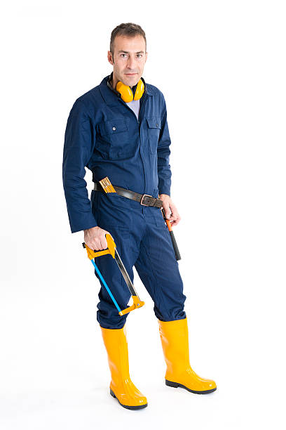 istock Portrait of an handsome Worker using a saw 483073065