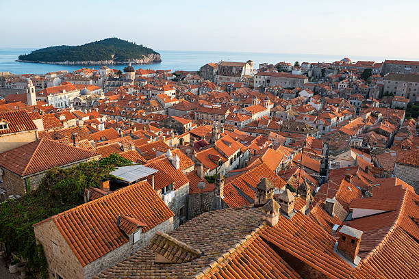 The famous red tile roofs of the old town in Dubrovnik, Croatia