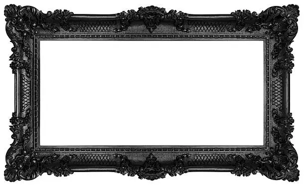 Rich black frame isolated on white background. Clipping paths included.
