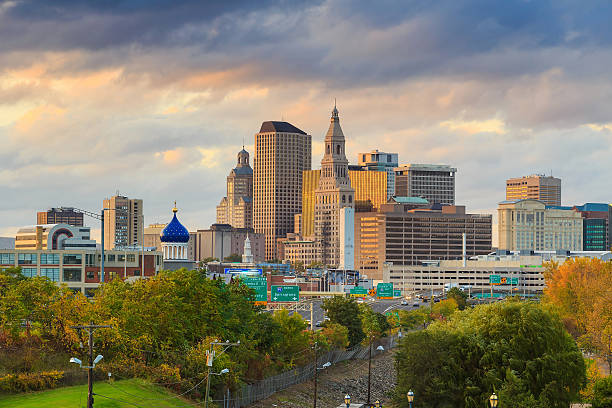 istock Skyline of downtown Hartford, Connecticut from above Charter Oak 483075272