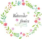 istock Watercolor floral wreath design 483076471