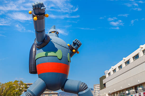 Kobe, Japan - October 26 2014: Gigantor Robot (Tetsujin 28) was built to commemorate the 15th anniversary of the Great Hanshin earthquake,  statue symbolises Kobe's revival and as a guardian from future disasters