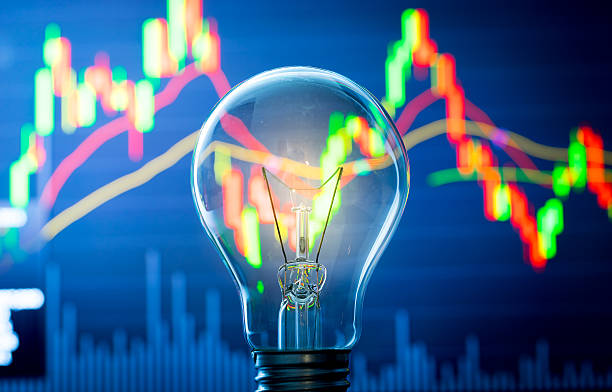 istock Business success with stock graph and light bulb 483076662