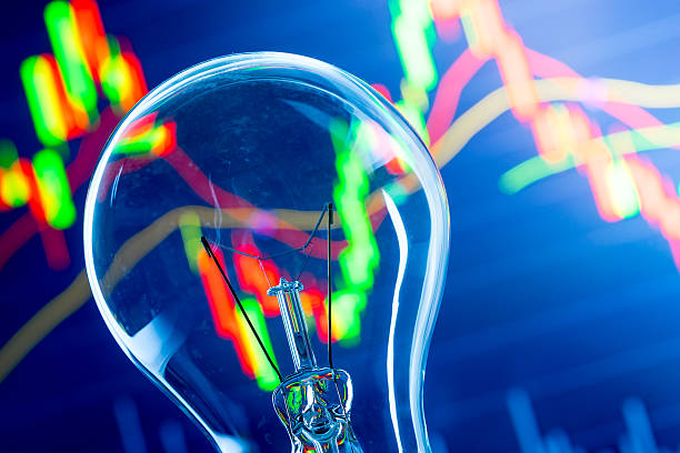 istock Business success with stock graph and light bulb 483076666