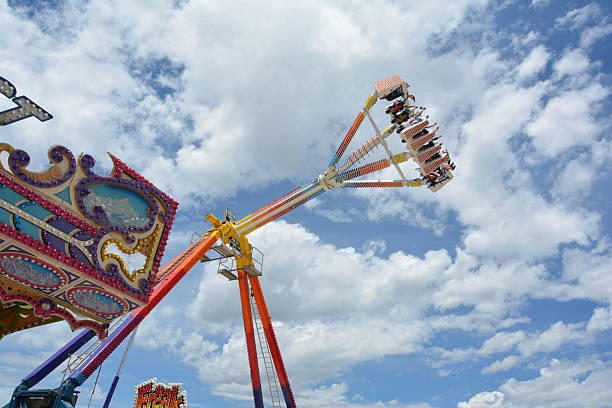 Aurora, CO, USA - July 26, 2015: Amusment park ride that goes high in the air at the Arapahoe County Fair. 