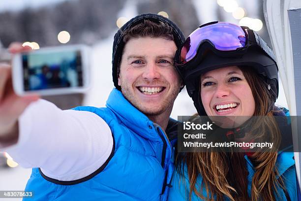 Selfie Of Ski Couple Stock Photo - Download Image Now - Activity, Adult, Bonding